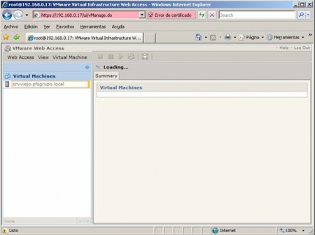 Figura 1: Administraci�n web de VMWare Server ESX.