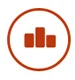 Icono de gráfico de barras y métricas de rendimiento en color naranja corporativo de PFS Grupo.