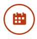 Icono de calendario en naranja corporativo para la planificación y definición de tareas en PFS Grupo.